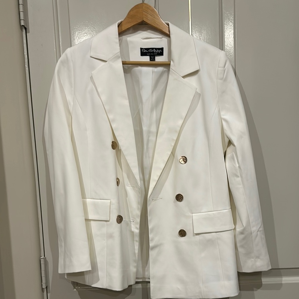 Double Breasted White Blazer